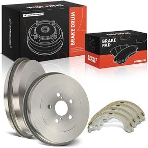 A-Premium 10.70 inch (271.9mm) Rear Brake Drums + Ceramic Shoes Set Compatible with Select Toyota and Pontiac Models - Matrix 2003-2008, Vibe 2003-2008, 6-PC Set