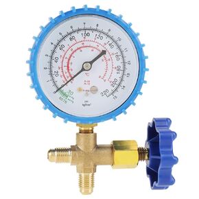 Pressure Gauge, Plastic + Metal 1/4" Air Conditioning Refrigerant Recharge Pressure Gauge Manometer Fit for R410A R22 R134A R404A