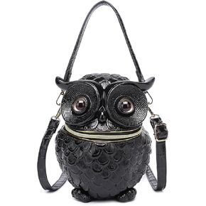Women Owl Shaped Crossbody Shoulder Bag Unique PVC Handbag Novelty Owl Purse