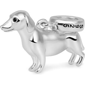GNOCE Dachshund Charms for Bracelet 925 Sterling Silver Polished Puppy Charms Fit Necklace Pets Charms for Women Jewelry Gift