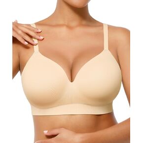 FeelinGirl Wireless Push Up Bra for Women, Seamless Comfort Bralettes No Underwire Supportive Full Coverage Everyday Bras Skin