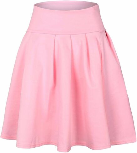 SEMATOMALA Women's Basic Solid Versatile Stretchy Flared Casual Mini Skater Skirt in Saudi Arabia