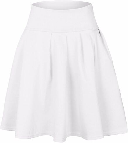 SEMATOMALA Women's Basic Solid Versatile Stretchy Flared Casual Mini Skater Skirt in Saudi Arabia