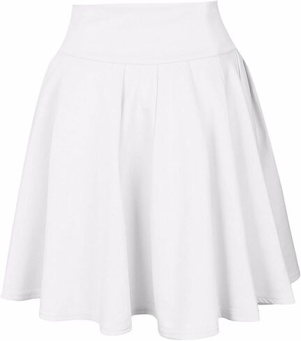 SEMATOMALA Women's Basic Solid Versatile Stretchy Flared Casual Mini Skater Skirt in Saudi Arabia