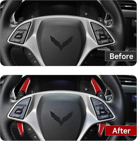 MYDDL Car Steering Wheel Shift Paddle Carbon Fiber Decal Shifter Trim Cover for Chevrolet Camaro ZL1 2016-2024/Chevrolet Corvette C7 Z06 2014-2019 Accessories（Red 2 PCS） in Saudi Arabia