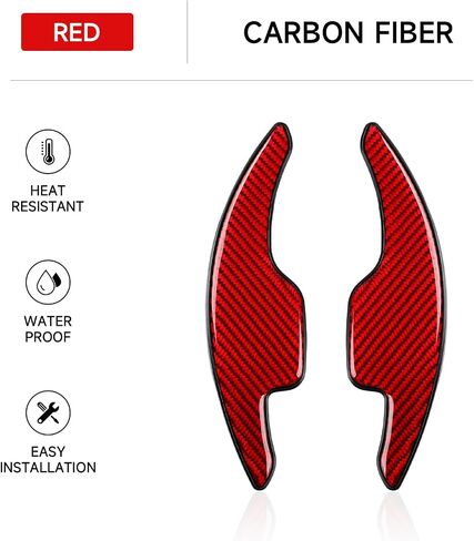 MYDDL Car Steering Wheel Shift Paddle Carbon Fiber Decal Shifter Trim Cover for Chevrolet Camaro ZL1 2016-2024/Chevrolet Corvette C7 Z06 2014-2019 Accessories（Red 2 PCS） in Saudi Arabia