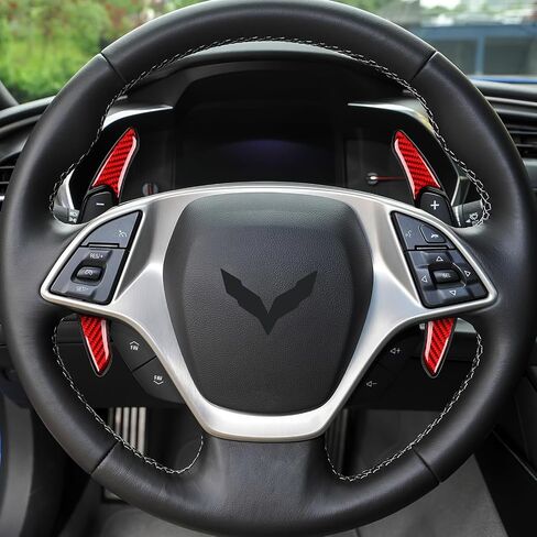 MYDDL Car Steering Wheel Shift Paddle Carbon Fiber Decal Shifter Trim Cover for Chevrolet Camaro ZL1 2016-2024/Chevrolet Corvette C7 Z06 2014-2019 Accessories（Red 2 PCS） in Saudi Arabia