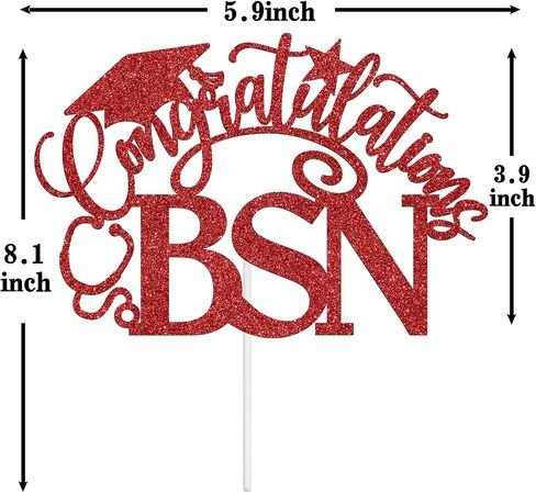 Congratulations BSN Cake Topper, Congrats Nurse/RN Cake Decor, 2024 Nursing School Grad Graduation Party Decorations Supplies, Silver Glitter in Saudi Arabia