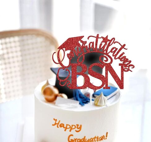 Congratulations BSN Cake Topper, Congrats Nurse/RN Cake Decor, 2024 Nursing School Grad Graduation Party Decorations Supplies, Silver Glitter in Saudi Arabia