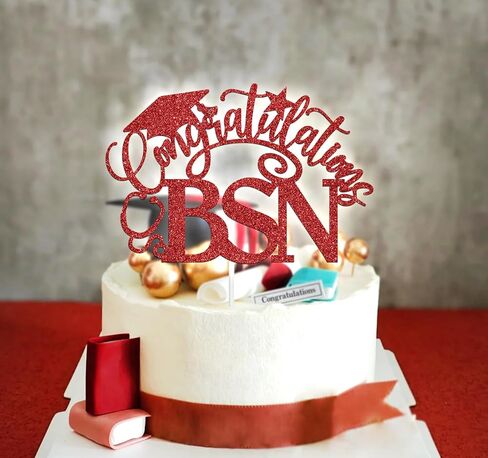 Congratulations BSN Cake Topper, Congrats Nurse/RN Cake Decor, 2024 Nursing School Grad Graduation Party Decorations Supplies, Silver Glitter in Saudi Arabia