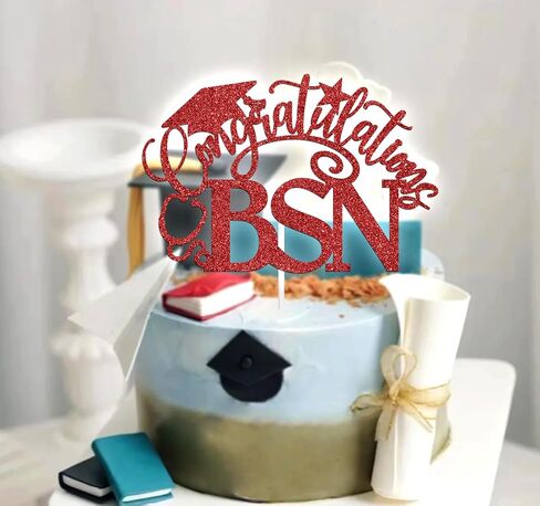 Congratulations BSN Cake Topper, Congrats Nurse/RN Cake Decor, 2024 Nursing School Grad Graduation Party Decorations Supplies, Silver Glitter in Saudi Arabia