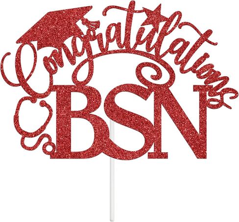 Congratulations BSN Cake Topper, Congrats Nurse/RN Cake Decor, 2024 Nursing School Grad Graduation Party Decorations Supplies, Silver Glitter in Saudi Arabia