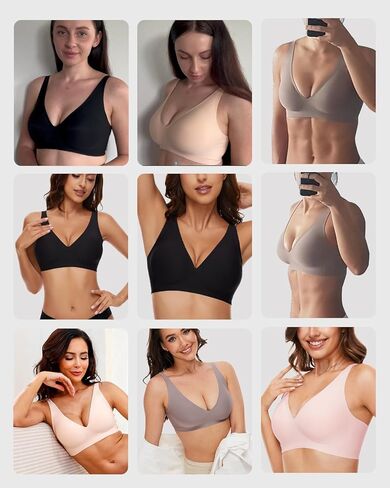 حمالات صدر Vinfact بفتحة رقبة على شكل حرف V عميقة للنساء بدون سلك ناعم بدون خياطة، حمالات صدر مريحة قابلة للتعديل لاسلكية in Kuwait