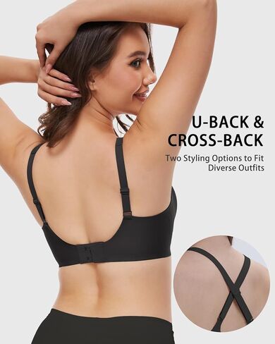 حمالات صدر Vinfact بفتحة رقبة على شكل حرف V عميقة للنساء بدون سلك ناعم بدون خياطة، حمالات صدر مريحة قابلة للتعديل لاسلكية in Kuwait