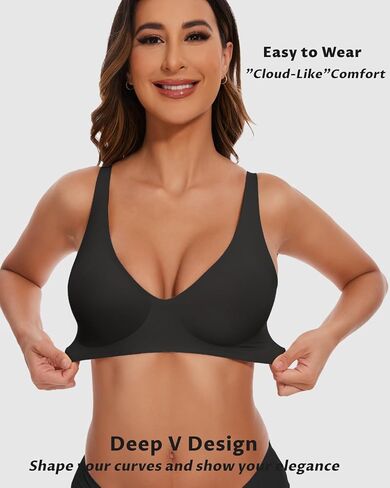 حمالات صدر Vinfact بفتحة رقبة على شكل حرف V عميقة للنساء بدون سلك ناعم بدون خياطة، حمالات صدر مريحة قابلة للتعديل لاسلكية in Kuwait