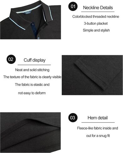 Men's Polo Shirts Long Sleeve Fleece Lined Button Down Knit Tees Casual Collared Golf Shirt for Men in Saudi Arabia