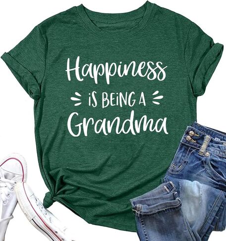 Floral Grandma Shirts for Women Grandmother Wildflower Printed Mother's Day Shirt Mama Casual Short Sleeve Tops in Saudi Arabia