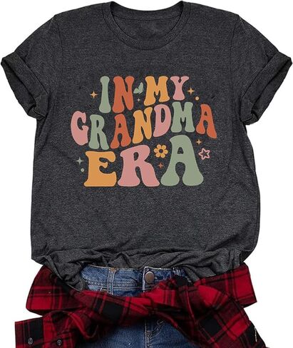 Floral Grandma Shirts for Women Grandmother Wildflower Printed Mother's Day Shirt Mama Casual Short Sleeve Tops in Saudi Arabia