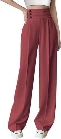 Betusline Women's High Waist Dress Pants Business Side Button Work Wide Leg Pants Straight Leg Trousers, X-Small-XX-Large in Saudi Arabia
