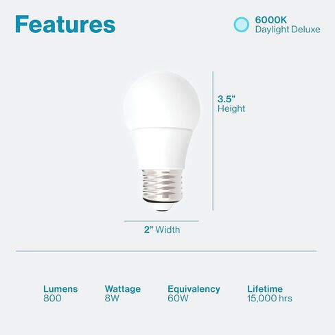 Sunco Lighting 10 Pack A15 LED Ceiling Fan Candelabra Light Bulbs E26 Medium Base CRI92 4000K Cool White 8W Equivalent 60W, 800 Lumens, Dimmable Waterproof Super Bright Appliance Indoor Outdoor UL in Saudi Arabia