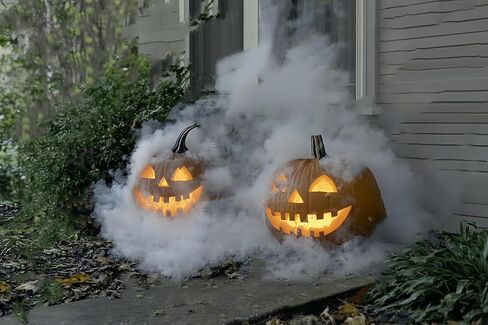 Akeydeco Halloween Party Mist Maker، مبيد نافورة مياه بالموجات فوق الصوتية 12 LED أحمر أصفر وأزرق ومضات خفيفة من الألومنيوم ومرطب هواء لخزان الأسماك الصخري ومزهرية حمام الطيور ديكو in Kuwait