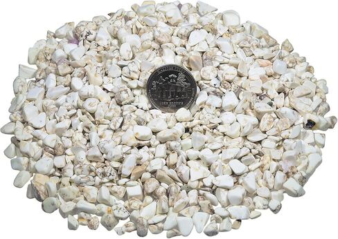 White Howlite Irregular Shaped Small Crystal Tumbled Stone, Decorative Chips Stone Crushed Quartz for Healing Jewelry Making Home Decoration in Kuwait
