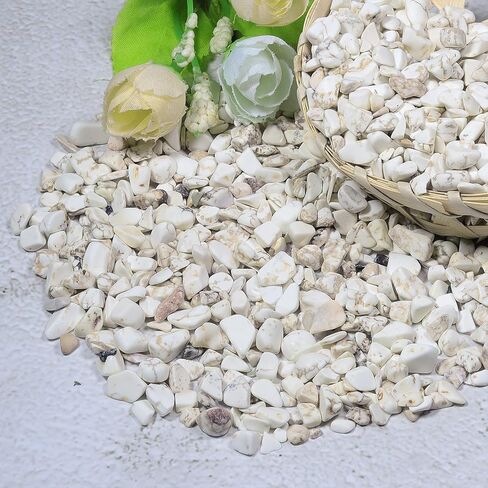 White Howlite Irregular Shaped Small Crystal Tumbled Stone, Decorative Chips Stone Crushed Quartz for Healing Jewelry Making Home Decoration in Kuwait