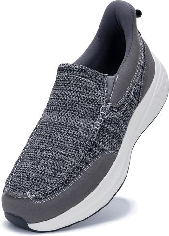 Loafers for Men with Arch Support Casual Slip on Walking Shoes for Plantar Fasciitis Orthotic Hands Free Shoes Canvas Boat Shoes in Saudi Arabia