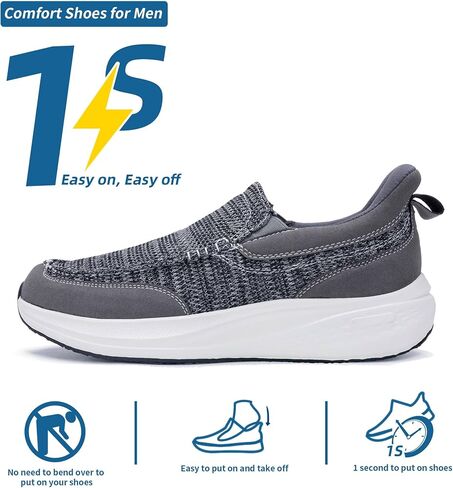 Loafers for Men with Arch Support Casual Slip on Walking Shoes for Plantar Fasciitis Orthotic Hands Free Shoes Canvas Boat Shoes in Saudi Arabia