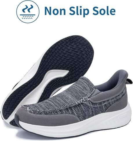 Loafers for Men with Arch Support Casual Slip on Walking Shoes for Plantar Fasciitis Orthotic Hands Free Shoes Canvas Boat Shoes in Saudi Arabia