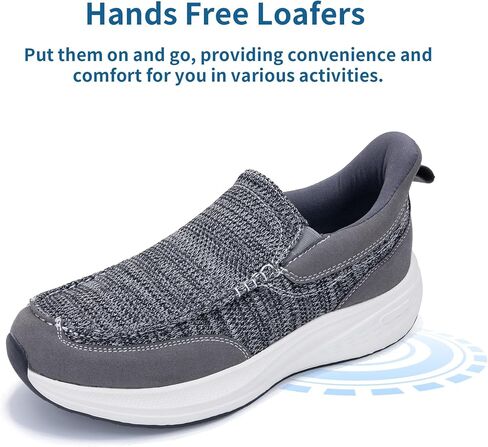 Loafers for Men with Arch Support Casual Slip on Walking Shoes for Plantar Fasciitis Orthotic Hands Free Shoes Canvas Boat Shoes in Saudi Arabia