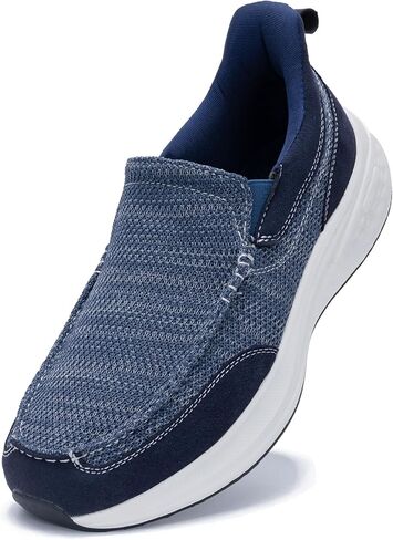 Loafers for Men with Arch Support Casual Slip on Walking Shoes for Plantar Fasciitis Orthotic Hands Free Shoes Canvas Boat Shoes in Saudi Arabia