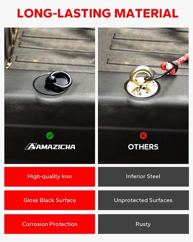 مرساة ربط Amazicha UTV، مرساة سرير 1-7/16 بوصة متوافقة مع UTV Polaris General Ranger 500 570 XP 700 800 900 1000، 6 عبوات (أسود) in Kuwait
