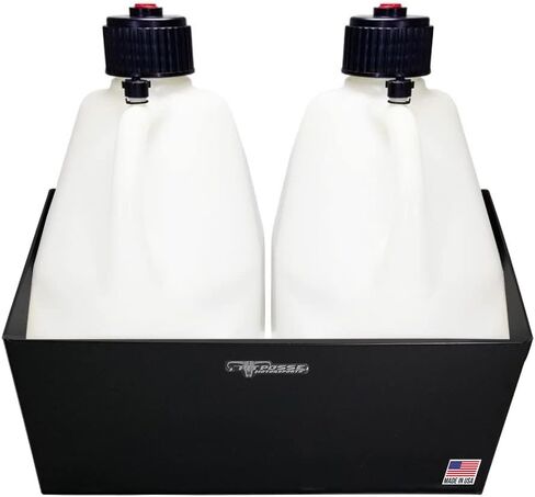 رف تخزين حامل إبريق مزدوج الاستخدام من Pit Posse PP3344BK - يحمل أباريق سعة 5 جالون - صنع في الولايات المتحدة الأمريكية - ألومنيوم مضاد للصدأ - متجر ملحقات السيارات لمقطورة السباق المغلقة من المرآب (أسود) in Kuwait