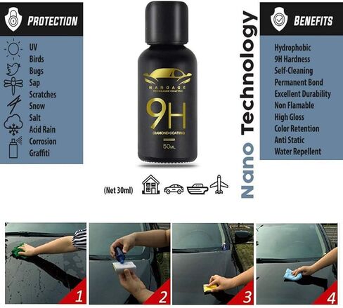 طلاء سيراميك، مجموعة طلاء نانو Mr Fix 9H Pro Nano طلاء سيراميك فائق كاره للماء، حماية مانعة للتسرب لطلاء السيارة ضد الخدش، سيراميك تلقائي عالي اللمعان 9H صلابة in Saudi Arabia