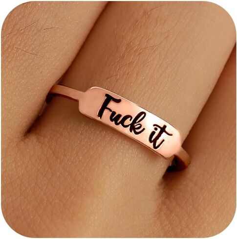 Fuck it Ring, Fuck Ring for Women Men 925 Sterling Silver Stackable Mantra Ring Funny Curse Word Inspirational Ring Creative Ring The Best of Sisters BFF Birthday Christmas Jewelry Gift in Kuwait