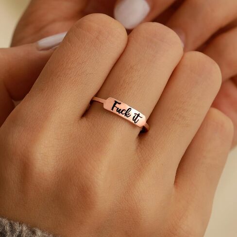 Fuck it Ring, Fuck Ring for Women Men 925 Sterling Silver Stackable Mantra Ring Funny Curse Word Inspirational Ring Creative Ring The Best of Sisters BFF Birthday Christmas Jewelry Gift in Kuwait