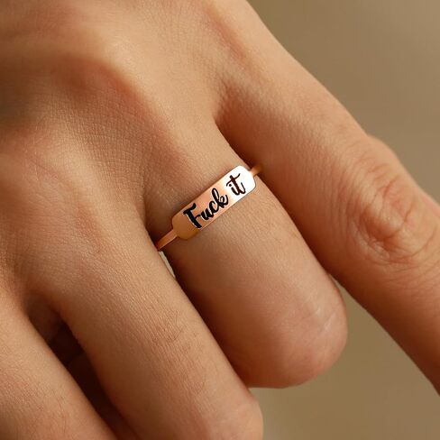 Fuck it Ring, Fuck Ring for Women Men 925 Sterling Silver Stackable Mantra Ring Funny Curse Word Inspirational Ring Creative Ring The Best of Sisters BFF Birthday Christmas Jewelry Gift in Kuwait