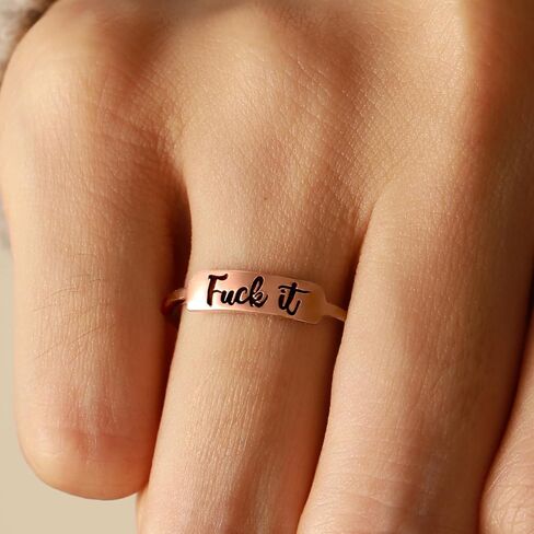 Fuck it Ring, Fuck Ring for Women Men 925 Sterling Silver Stackable Mantra Ring Funny Curse Word Inspirational Ring Creative Ring The Best of Sisters BFF Birthday Christmas Jewelry Gift in Kuwait
