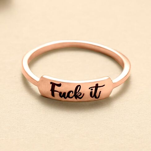 Fuck it Ring, Fuck Ring for Women Men 925 Sterling Silver Stackable Mantra Ring Funny Curse Word Inspirational Ring Creative Ring The Best of Sisters BFF Birthday Christmas Jewelry Gift in Kuwait