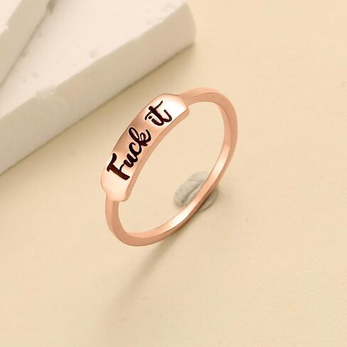 Fuck it Ring, Fuck Ring for Women Men 925 Sterling Silver Stackable Mantra Ring Funny Curse Word Inspirational Ring Creative Ring The Best of Sisters BFF Birthday Christmas Jewelry Gift in Kuwait