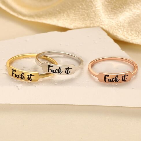 Fuck it Ring, Fuck Ring for Women Men 925 Sterling Silver Stackable Mantra Ring Funny Curse Word Inspirational Ring Creative Ring The Best of Sisters BFF Birthday Christmas Jewelry Gift in Kuwait