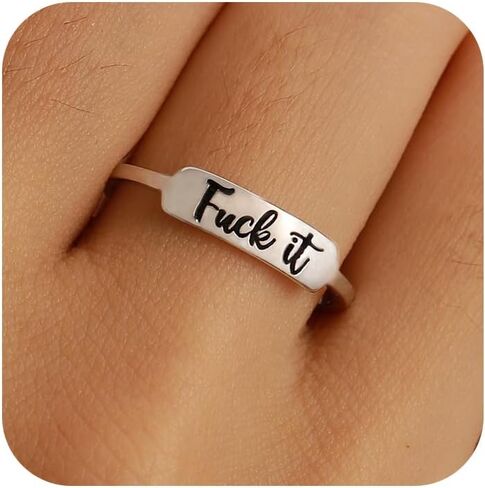 Fuck it Ring, Fuck Ring for Women Men 925 Sterling Silver Stackable Mantra Ring Funny Curse Word Inspirational Ring Creative Ring The Best of Sisters BFF Birthday Christmas Jewelry Gift in Kuwait