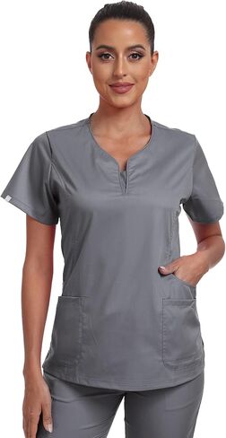 Scrub Tops for Women, Curve V-Neck, 4 Pockets, 4-Way Stretch Women's Medical Uniforms in Kuwait