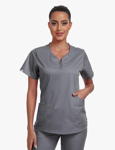 Scrub Tops for Women, Curve V-Neck, 4 Pockets, 4-Way Stretch Women's Medical Uniforms in Kuwait
