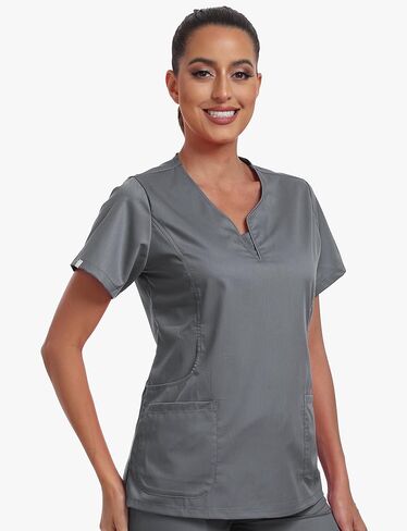Scrub Tops for Women, Curve V-Neck, 4 Pockets, 4-Way Stretch Women's Medical Uniforms in Kuwait