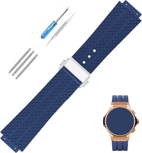 19mm*25mm*22mm Rubber Watch Band replacement for Hublot Big Bang 25 mm Diamond Pattern Silicone Strap Wirstband accessories with Buckle for Men and Women in Saudi Arabia