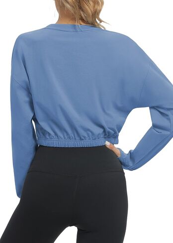 Bestisun Long Sleeve Cropped Workout Shirts Athletic Gym Yoga Crop Tops for Women in Kuwait