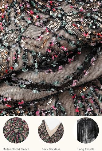 BABEYOND Flapper Dresses 1920s V Neck Beaded Fringed Great Gatsby Dress in Saudi Arabia