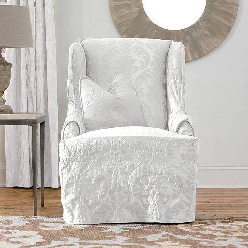 كرسي Sure FIT Matelasse Damask Wing - أبيض in Kuwait